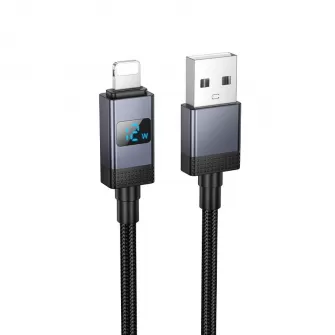 Kabl USB-A na Lightning Hoco 2,4A sa displejom 1 m X118 crni