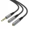 AUX kabl 2u1 3,5 mm (muski) na 2 x 3,5 mm (zenski) Hoco 0,25 m UPA21 metalno sivi