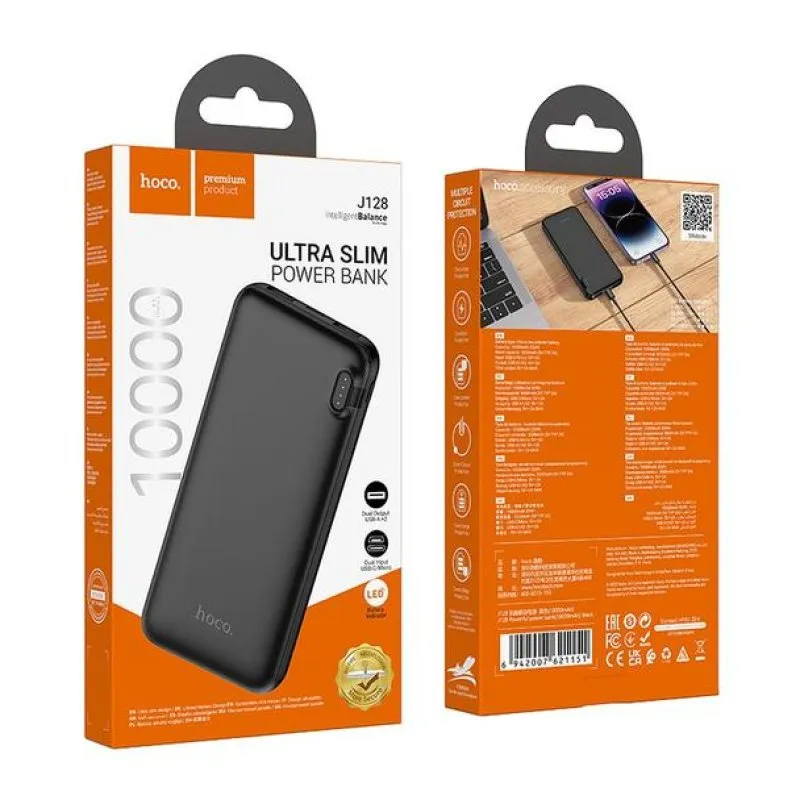 HOCO power bank 10000 mAh 2A J128 crni