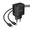GaN kucni punjac Hoco USB-C (Type C) PD AVS 40W (maks. 60W) sa USB-C (Type C) na USB-C (Type C) kablom N83 crni