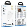 GaN kucni punjac Hoco USB-C (Type C) PD AVS 40W (maks. 60W) sa USB-C (Type C) na USB-C (Type C) kablom N83 beli