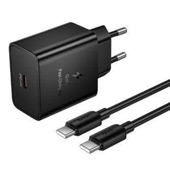 Kucni punjac Hoco USB-C (Type C) QC PD 45W + kabl USB-C (Type C) na USB-C (Type C) N77 crni