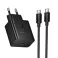 Kucni punjac Hoco USB-C (Type C) QC PD 45W + kabl USB-C (Type C) na USB-C (Type C) N77 crni