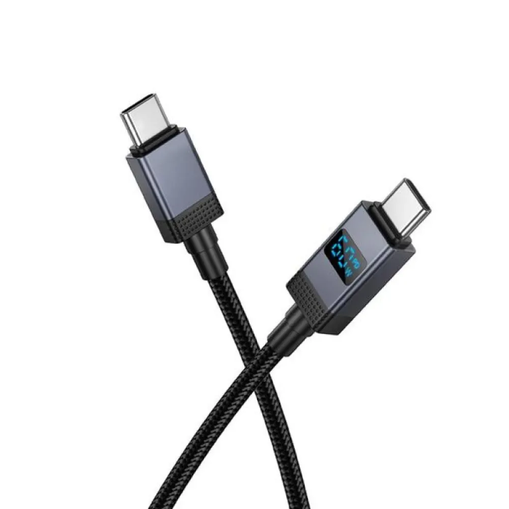 Kabl USB-C (Type C) na USB-C (Type C) Hoco 3A 60W sa displejom 1 m X118 crni