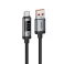 Data kabl sa digitalnim displejom USB-A na USB-C (Type C) Hoco PD 6A 100W 1,2 m U148 crni