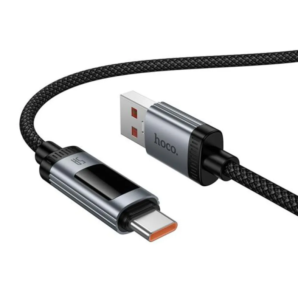 Data kabl sa digitalnim displejom USB-A na USB-C (Type C) Hoco PD 6A 100W 1,2 m U148 crni