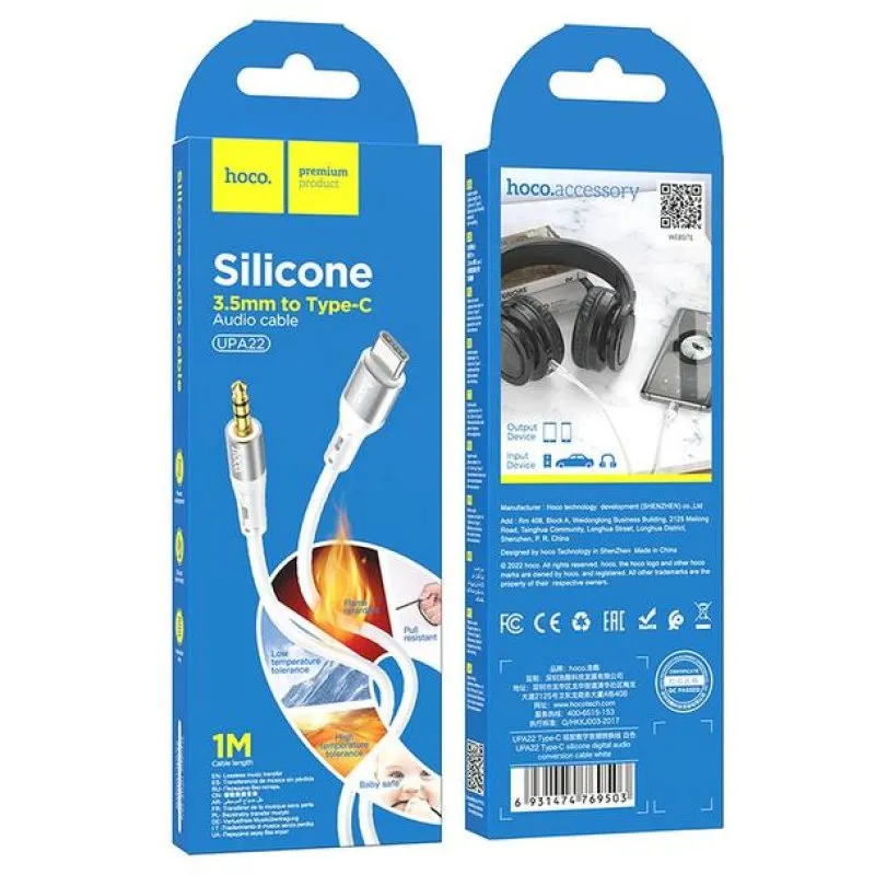 AUX kabl 3,5 mm na Lightning Hoco 1 m UPA22 beli