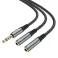 AUX kabl 2u1 3,5 mm (muski) na 2 x 3,5 mm (zenski) Hoco 0,25 m UPA21 metalno sivi