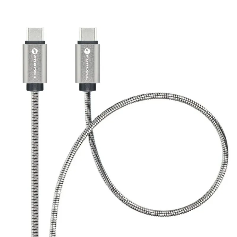 USB C na USB C kabl Forcell F-Energy QC4.0 PD 5A 100W E-Mark Metal 2 m C239 srebrni