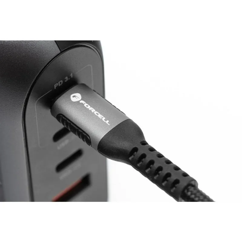 USB C na USB C kabl Forcell F-Energy QC4.0 PD 5A 240W Cafule 0,25 m C263 crni