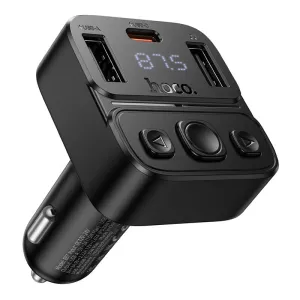 Bluetooth auto transmiter Hoco USB A + USB C QC PD 35W E87 crni