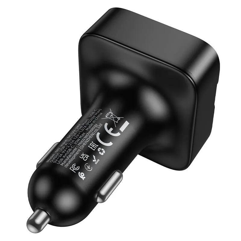 Bluetooth auto transmiter Hoco USB A + USB C QC PD 35W E87 crni