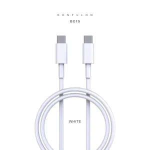 USB kabal KONFULON DC15 Type-C  na Type-C 1m 5A bela