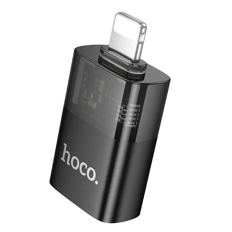 OTG adapter Lightning na USB-A Hoco UA36 crni providni