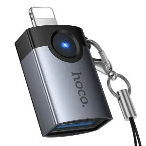 OTG adapter Lightning na USB-A Hoco UA46 Victory sivi