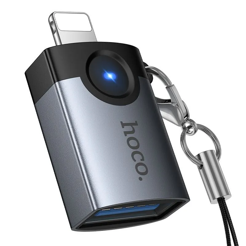 OTG adapter Lightning na USB-A Hoco UA46 Victory sivi