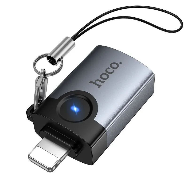 OTG adapter Lightning na USB-A Hoco UA46 Victory sivi
