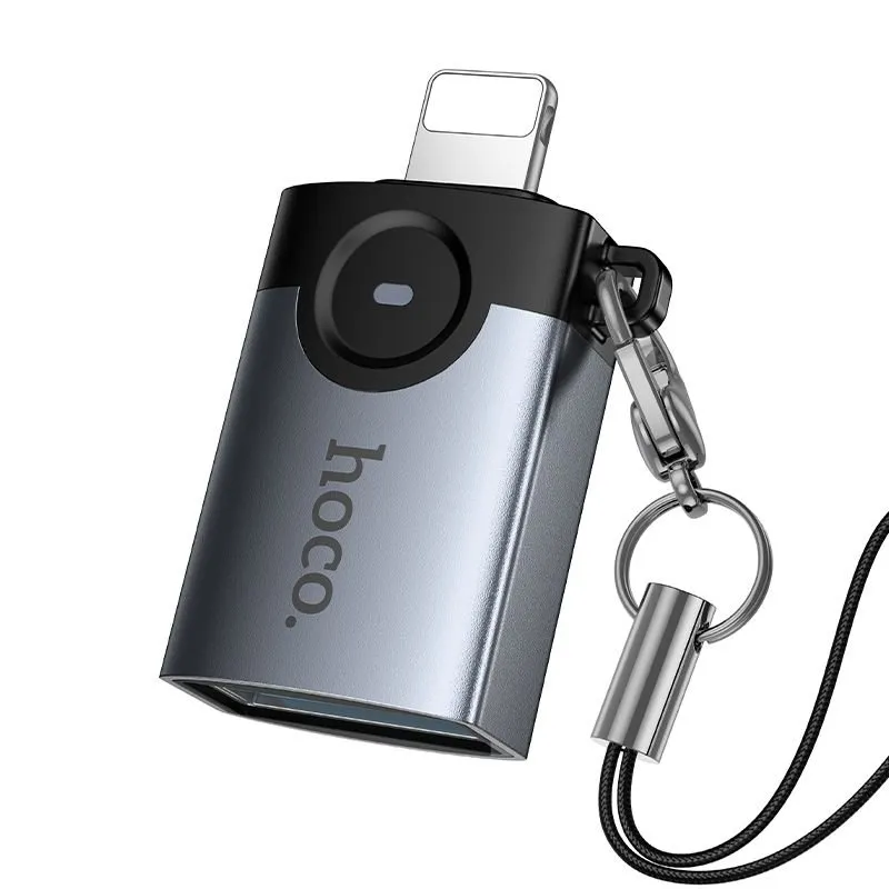 OTG adapter Lightning na USB-A Hoco UA46 Victory sivi