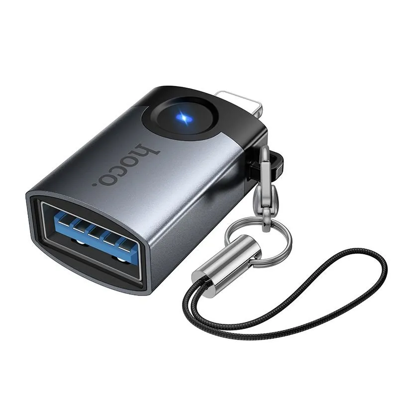 OTG adapter Lightning na USB-A Hoco UA46 Victory sivi