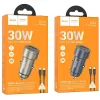 Auto punjac Hoco USB-A + Type C QC3.0 PD 30W + kabl Type C na Type C Z57A crni