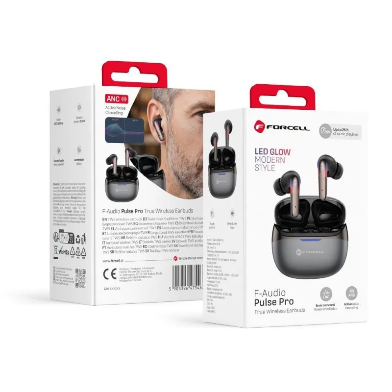 Bezicne slusalice Forcell F-Audio Pulse Pro ANC + ENC TWS crne