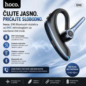 Bezicna mono slusalica Hoco E90 ENC BT 6.0 170 mAh crna