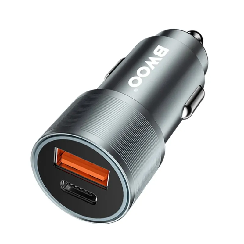 Auto punjac BWOO BO-CC73 PD 38W 1x USB-C / 1x USB-A srebrni