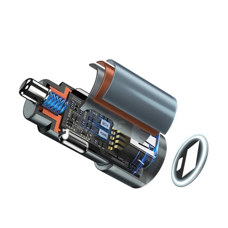 Auto punjac BWOO BO-CC73 PD 38W 1x USB-C / 1x USB-A srebrni