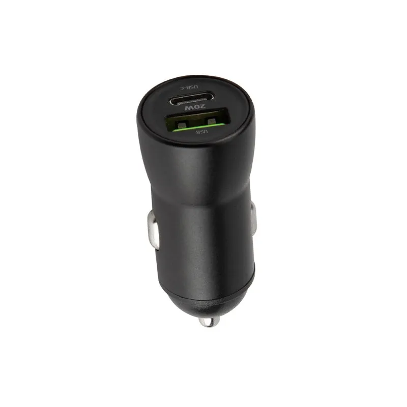 Auto punjac Maxlife MXCC-04 PD QC 20W 1x USB-C / 1x USB crni + USB-C na USB-C kabl 60W