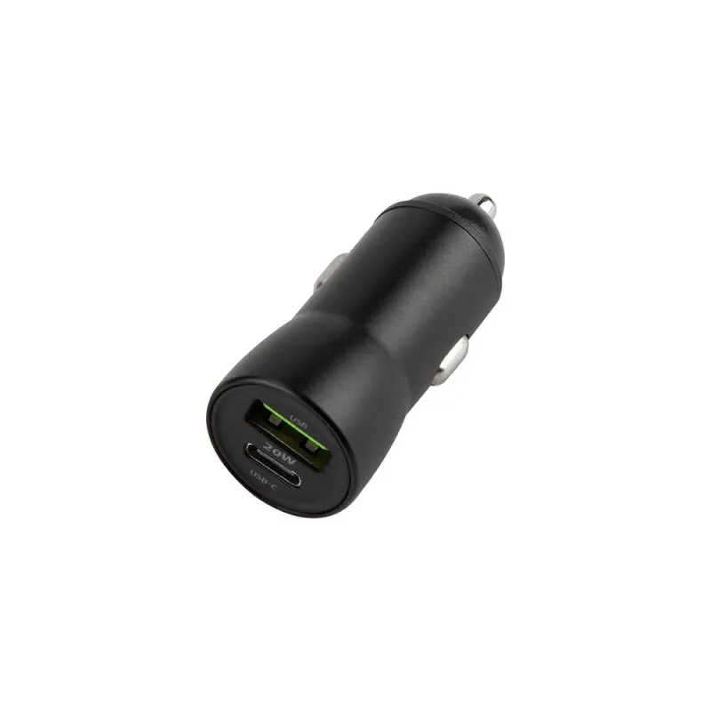 Auto punjac Maxlife MXCC-04 PD QC 20W 1x USB-C / 1x USB crni + USB-C na USB-C kabl 60W