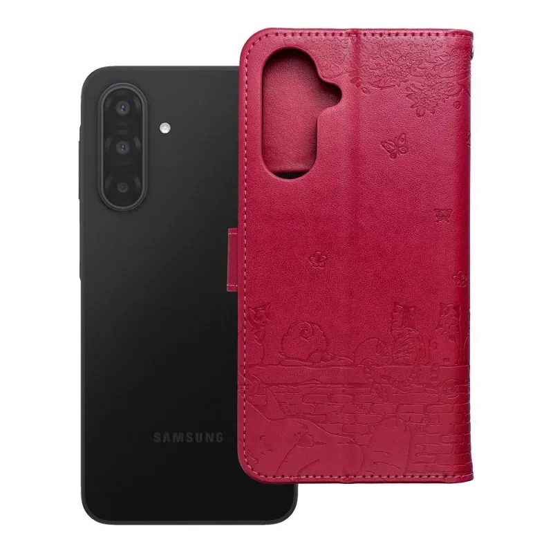 Futrola flip MEZZO BOOK za Samsung Galaxy A17 macke crvena