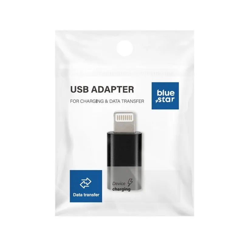 Adapter USB-C na Lightning BLUE STAR crni