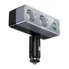 Auto punjac Hoco USB-A + USB-C + 2x prikljucak za upaljac PD QC3.0 max 240W/24V Z65B crni