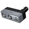 Auto punjac Hoco USB-A + USB-C + 2x prikljucak za upaljac PD QC3.0 max 240W/24V Z65B crni