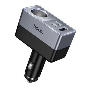 Auto punjac Hoco USB-A + 2x USB-C + prikljucak za upaljac PD QC3.0 max 165W/24V Z65A crni