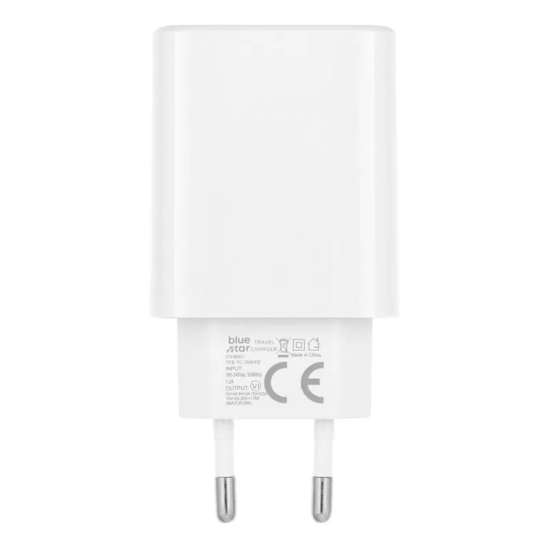 Kucni punjac BLUE STAR USB-C QC4.0 PD 3A 35W + kabl USB-C na USB-C TFB-TC-25WPD beli