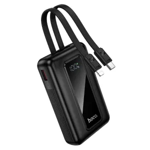 Power bank Hoco 10000 mAh QC PD 22,5W sa ugrađenim USB-C i Lightning kablovima J162 crni