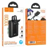 Power bank Hoco 10000 mAh QC PD 22,5W sa ugrađenim USB-C i Lightning kablovima J162 crni