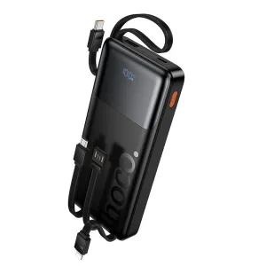 Power bank Hoco 10000 mAh QC PD 2A 22,5W sa ugrađenim USB-A, USB-C, Lightning i Micro USB kablovima J156 crni
