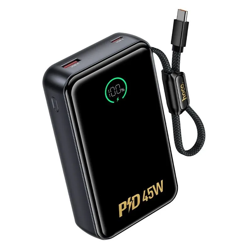 Power bank Hoco 20000 mAh QC PD 2A 45W sa ugrađenim USB-C kablom Q54 metal sivi