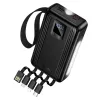 Power bank Hoco 20000 mAh QC PD 22,5W sa ugrađenim USB-A, USB-C, Lightning i Micro USB kablovima i dve lampe J173 crni