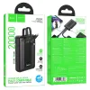 Power bank Hoco 20000 mAh QC PD 22,5W sa ugrađenim USB-C i Lightning kablovima J162A crni