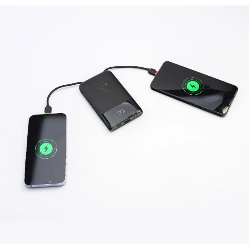 Power bank Forcell F-Energy F10K6 Multicharge 10000 mAh PD QC3.0 3A 22,5W sa ugrađenim USB-C i Lightning kablovima crni