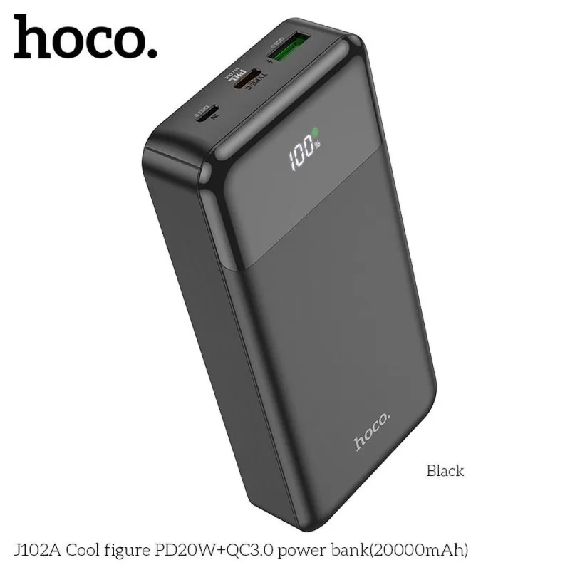 Power bank Hoco 20000 mAh QC3.0 PD 3A 20W J102A crni