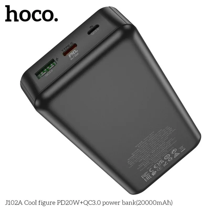 Power bank Hoco 20000 mAh QC3.0 PD 3A 20W J102A crni