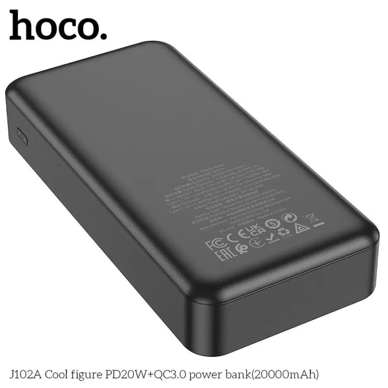 Power bank Hoco 20000 mAh QC3.0 PD 3A 20W J102A crni