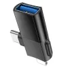 OTG adapter 2u1 USB-C / Lightning na USB-A Hoco UA17 crni