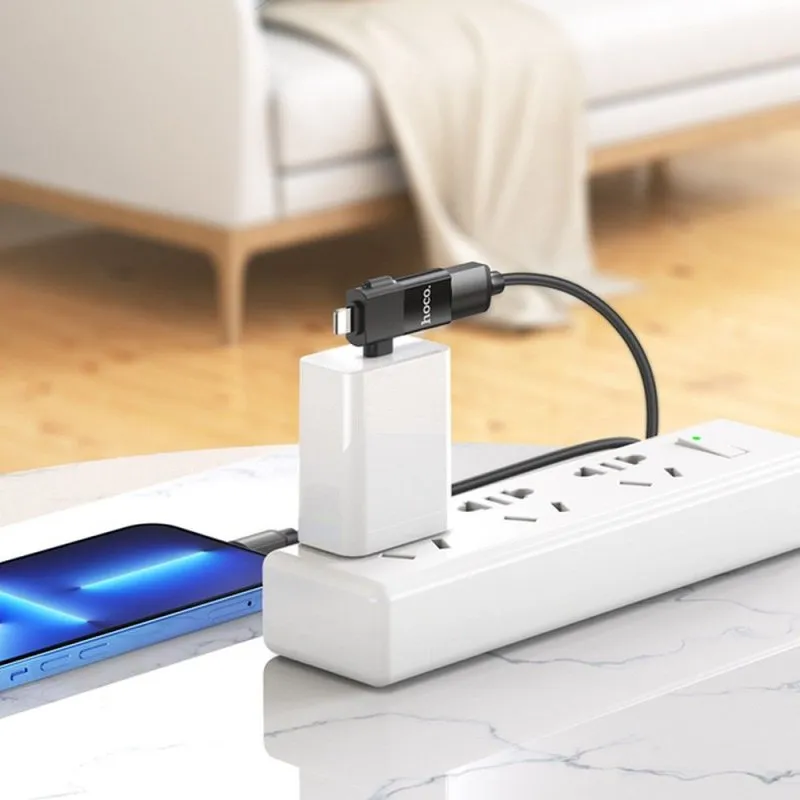 OTG adapter 2u1 USB-C / Lightning na USB-A Hoco UA17 crni