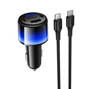 Auto punjac Hoco USB-A + 2x USB-C PD QC3.0 37W + kabl USB-C na USB-C Z69A crni
