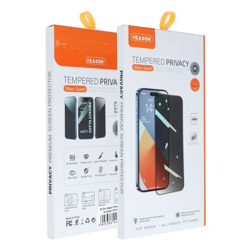 Zastitno staklo 6D Pro Privacy VEASON za iPhone 18 Pro crna